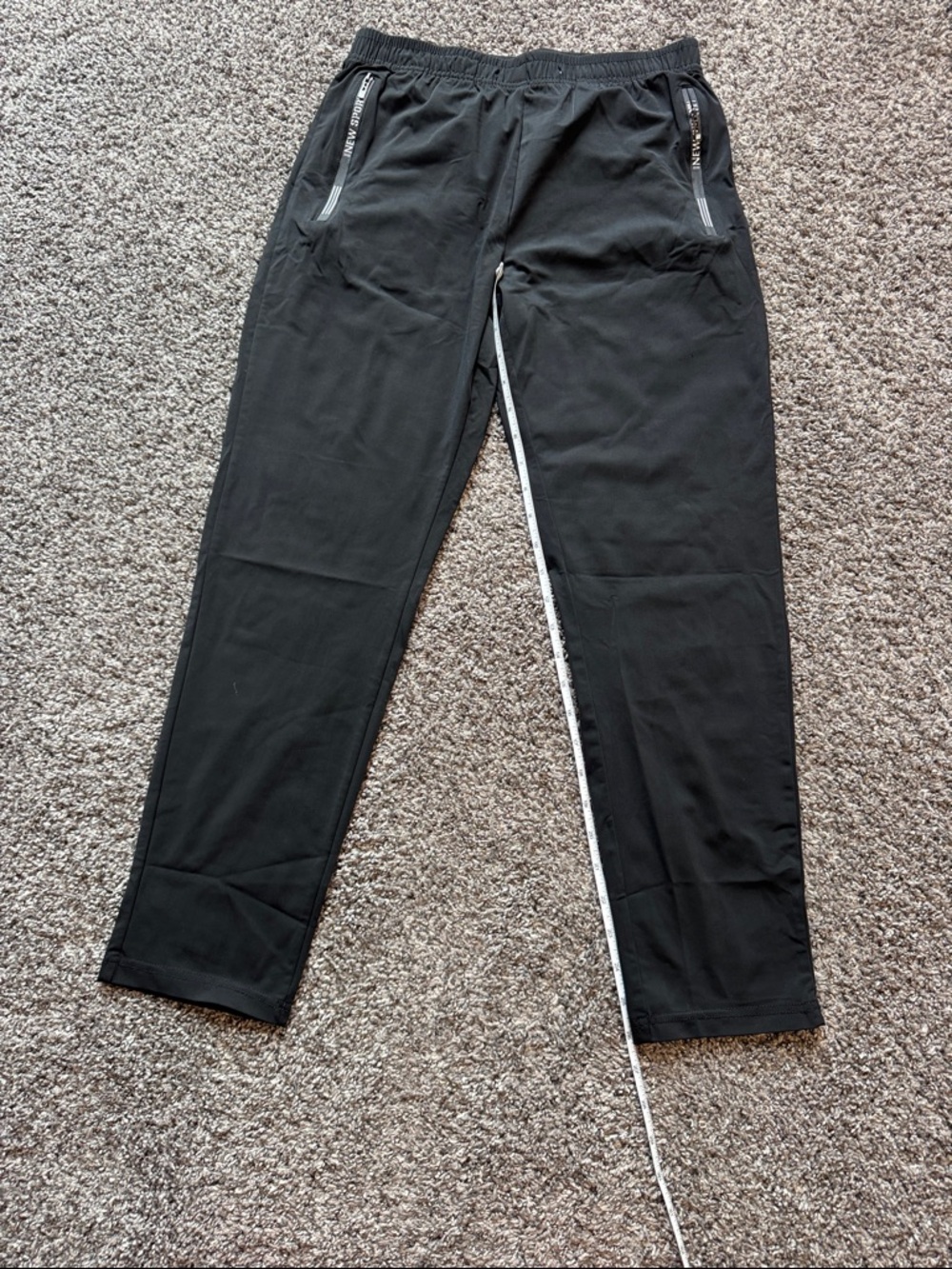 Athletic Black Pull-On Track Pants with Zip Pockets
